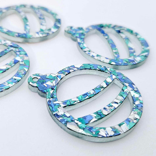 38mm AQUA Glitter BAUBLES