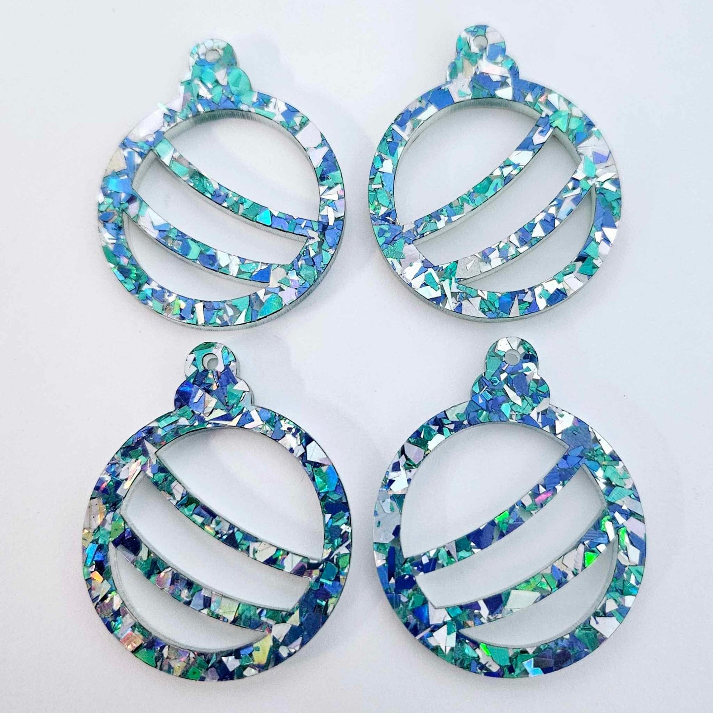 38mm AQUA Glitter BAUBLES