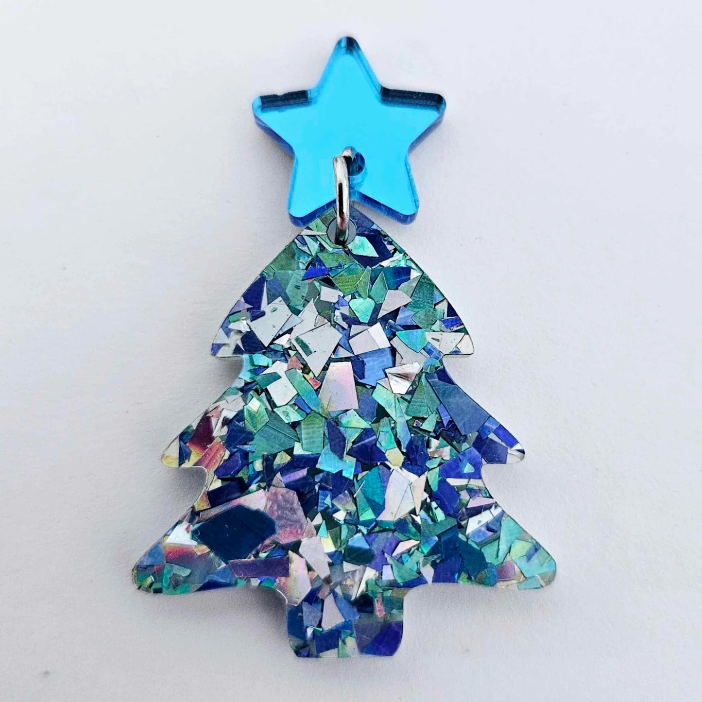 blue mirror star Christmas DIY earring supplies laser cut acrylic topper blanks studs