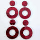 33mm DEEP RED MARBLE Acrylic MINI HOOPS, with toppers.