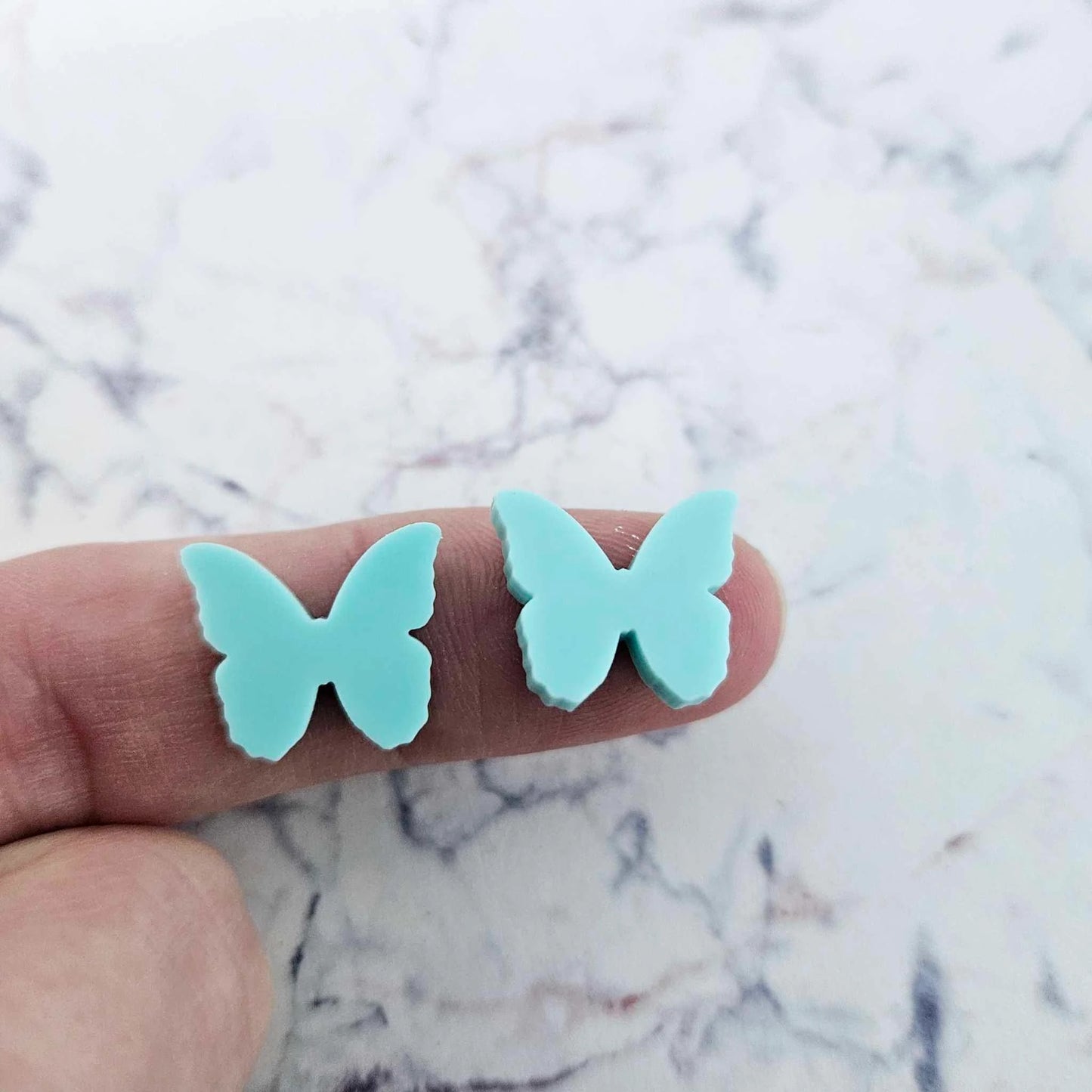 15mm PASTEL AQUA Acrylic BUTTERFLIES