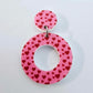 33mm PINK with RED HEARTS Acrylic MINI HOOPS, with toppers