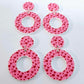 33mm PINK with RED HEARTS Acrylic MINI HOOPS, with toppers