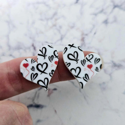 23mm RED & BLACK HEARTY Hearts