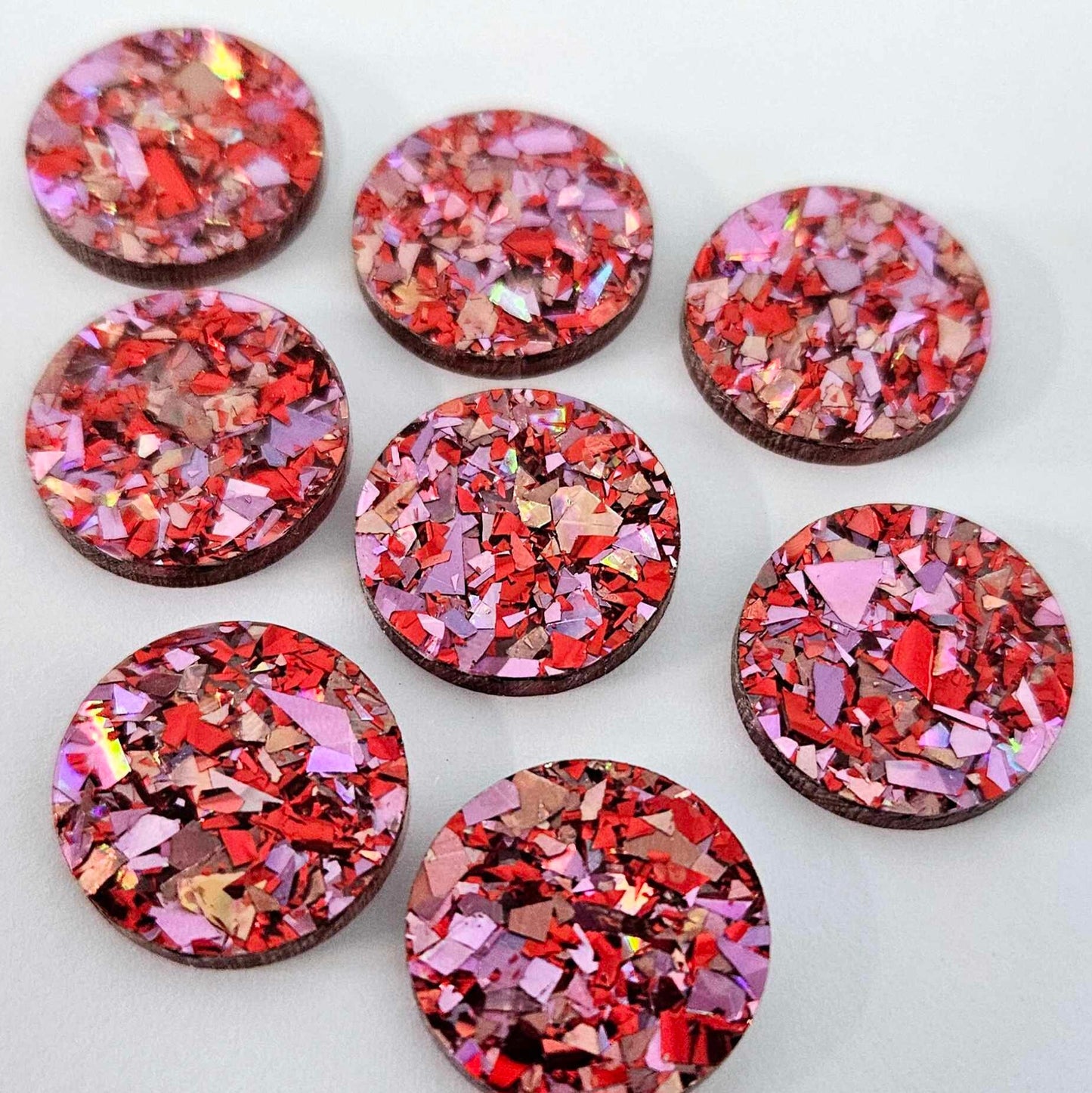 20mm CHUNKY LOVE GLITTER Acrylic CIRCLES