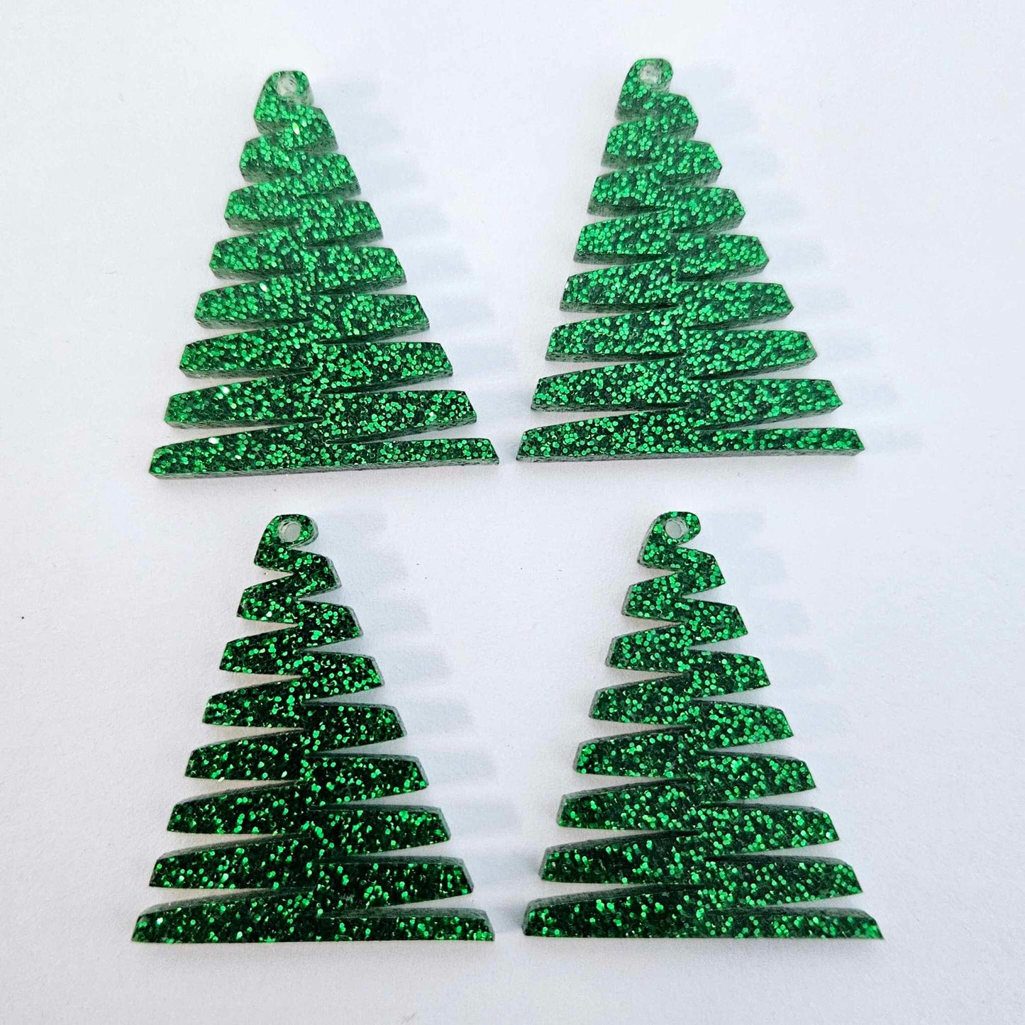 40mm GREEN Glitter ZIGZAG Christmas Trees.