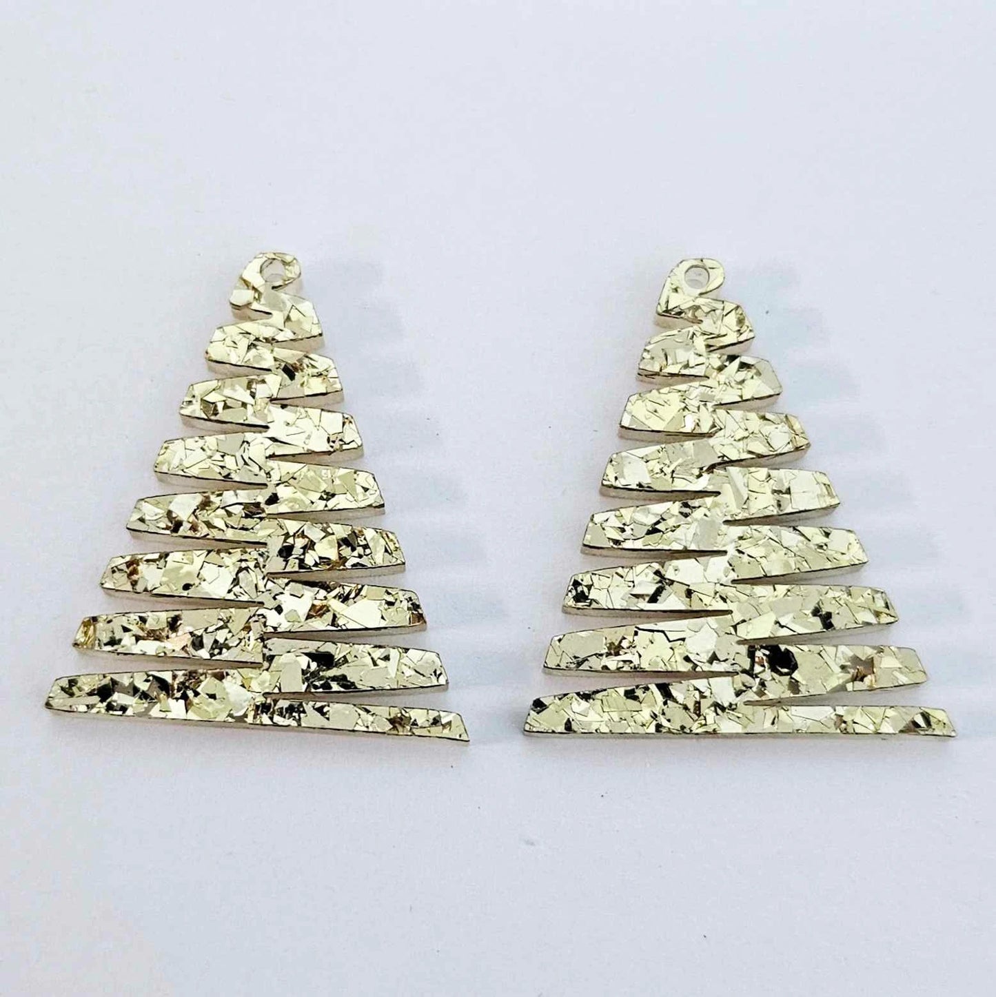 40mm CHUNKY GOLD Glitter ZIGZAG Christmas Trees.