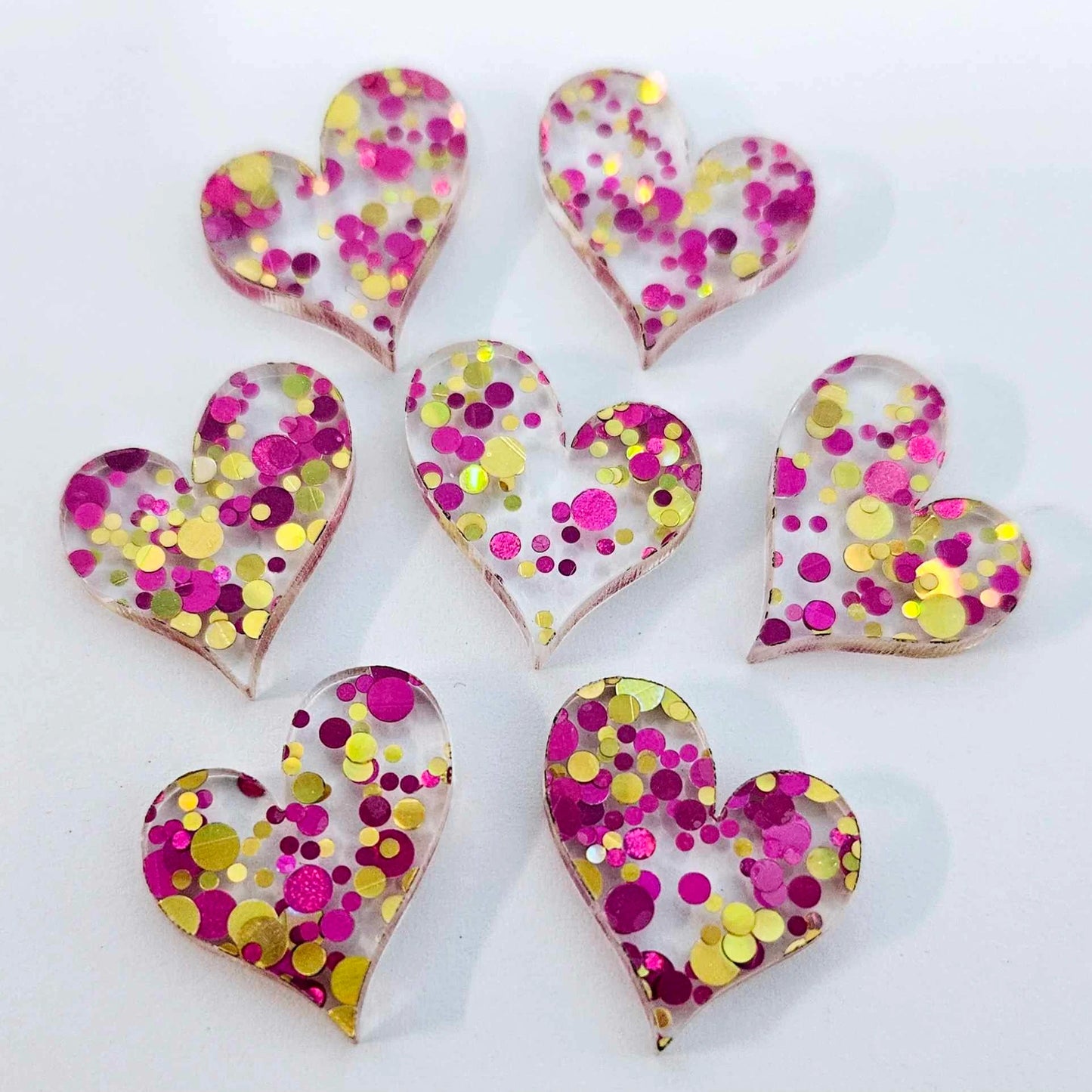 23mm PINK & GOLD BUBBLE Glitter HEARTS