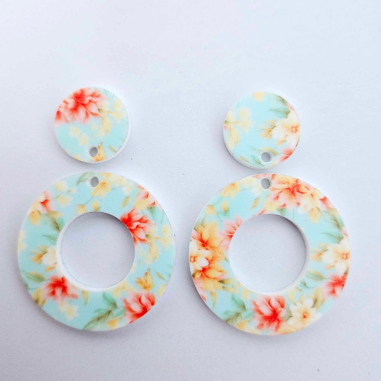 33mm FLORAL BLOOM Acrylic MINI HOOPS, with toppers.