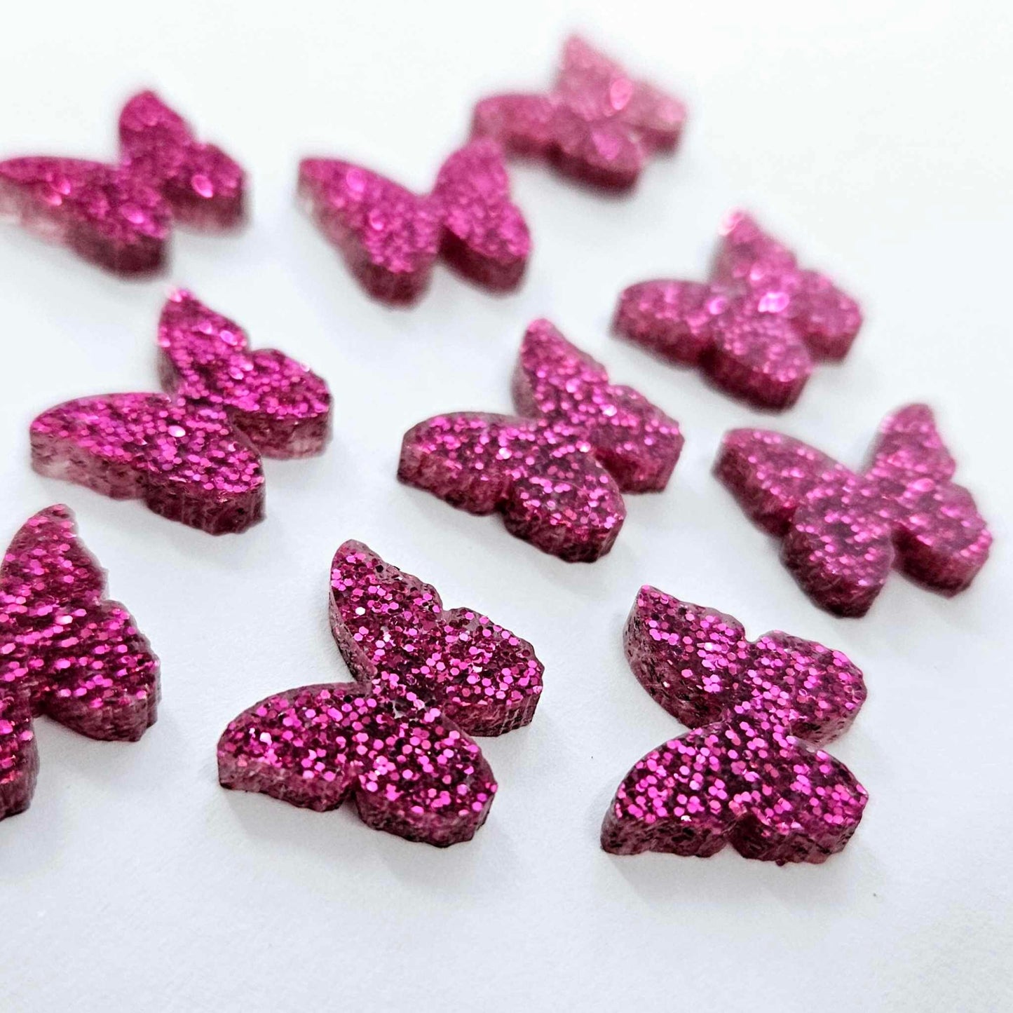 15mm HOT PINK GLITTER Acrylic BUTTERFLIES