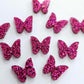 15mm HOT PINK GLITTER Acrylic BUTTERFLIES