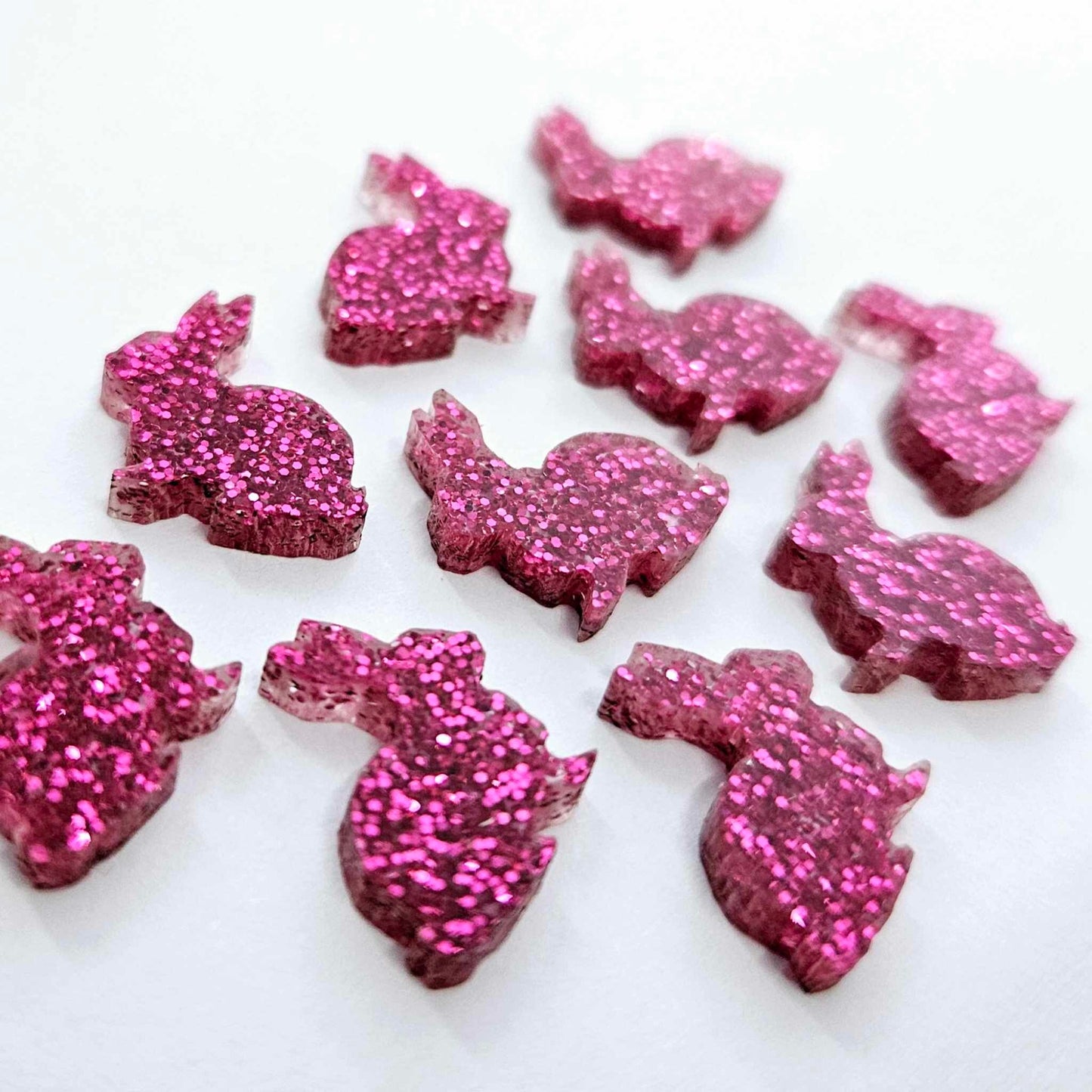 15mm HOT PINK GLITTER Acrylic BUNNIES