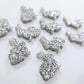 15mm SILVER GLITTER Acrylic Bunnies