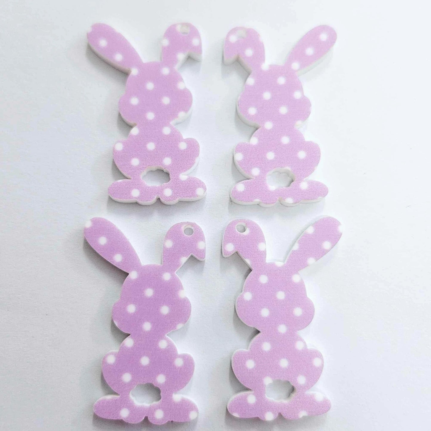 38mm PURPLE POLKA DOT Acrylic BUNNIES