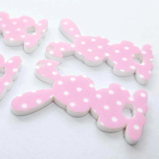 38mm PINK POLKA DOT Acrylic BUNNIES