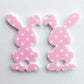 38mm PINK POLKA DOT Acrylic BUNNIES