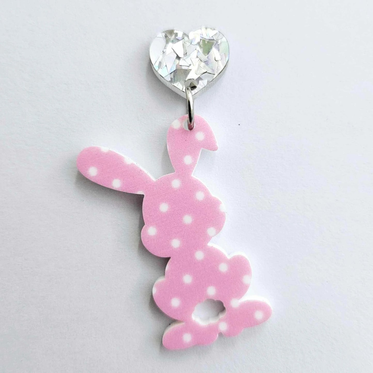 38mm PINK POLKA DOT Acrylic BUNNIES