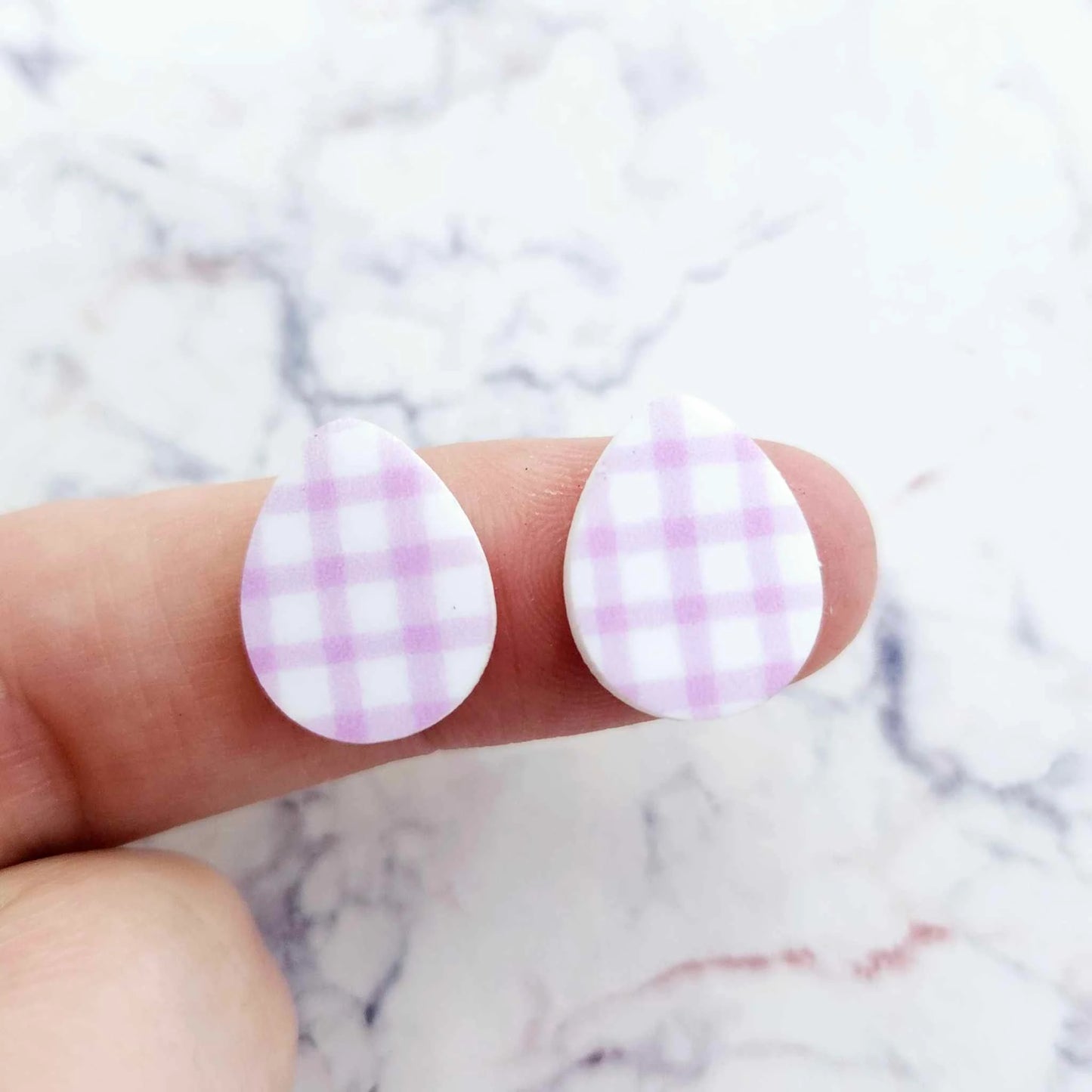 16mm PURPLE GINGHAM Acrylic EGGS