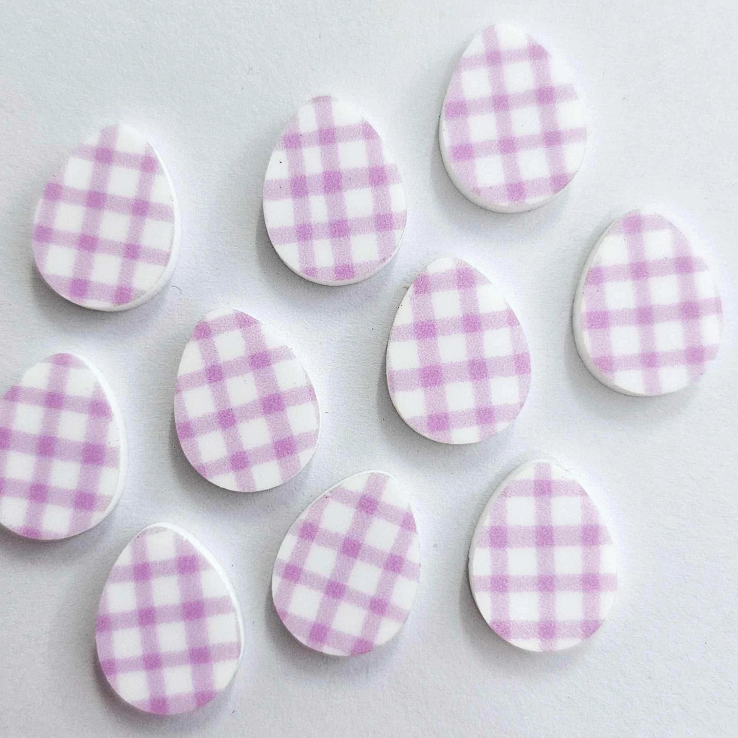 16mm PURPLE GINGHAM Acrylic EGGS