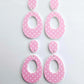 40mm PINK POLKA DOT Acrylic Dangles, with toppers.