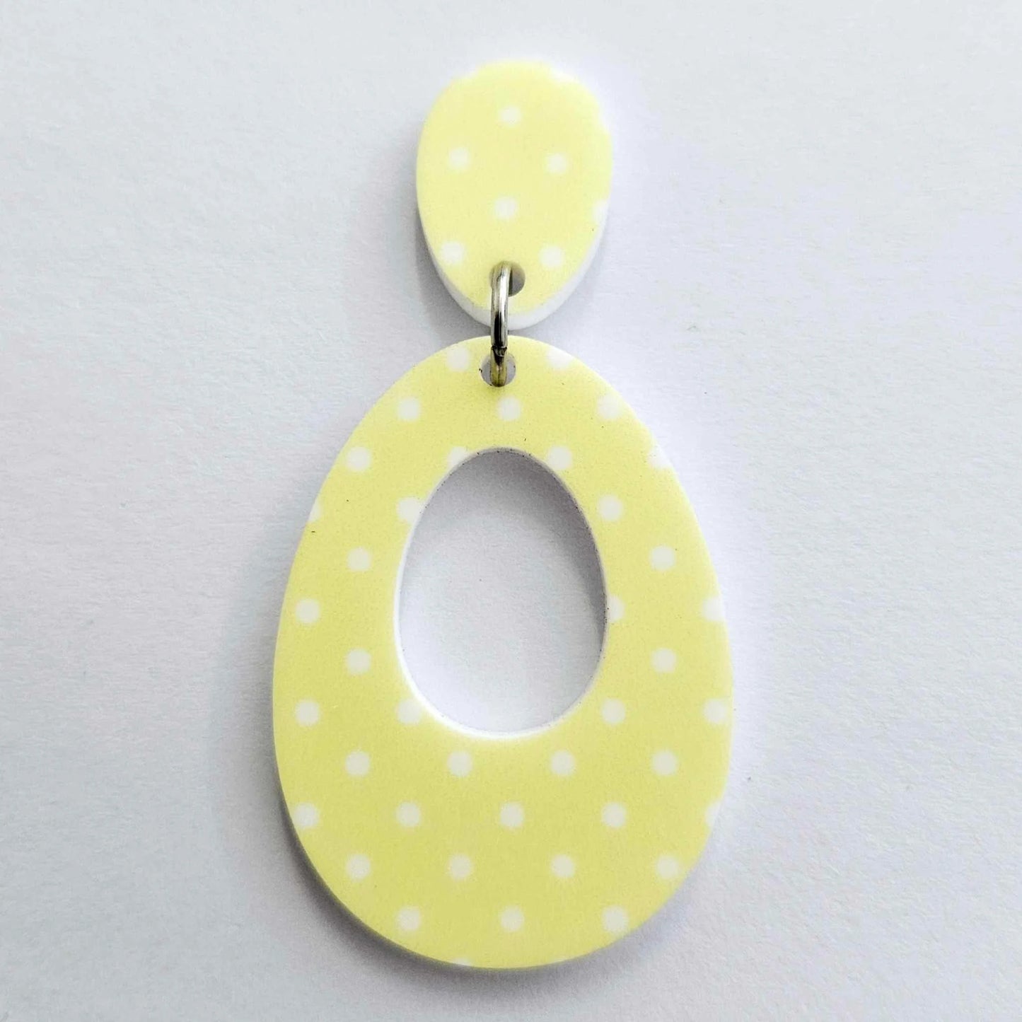 40mm YELLOW POLKA DOT Acrylic Dangles, with toppers