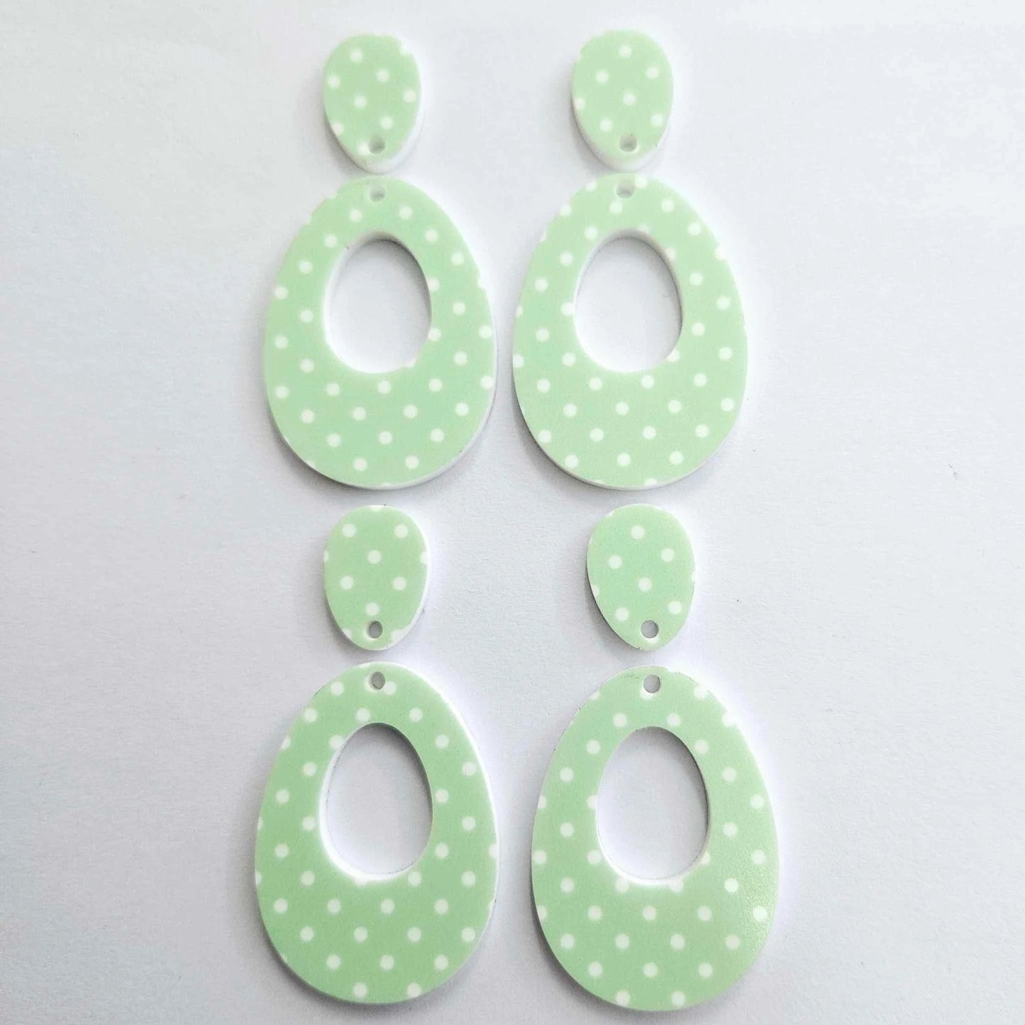 40mm GREEN POLKA DOT Acrylic Dangles, with toppers