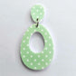 40mm GREEN POLKA DOT Acrylic Dangles, with toppers