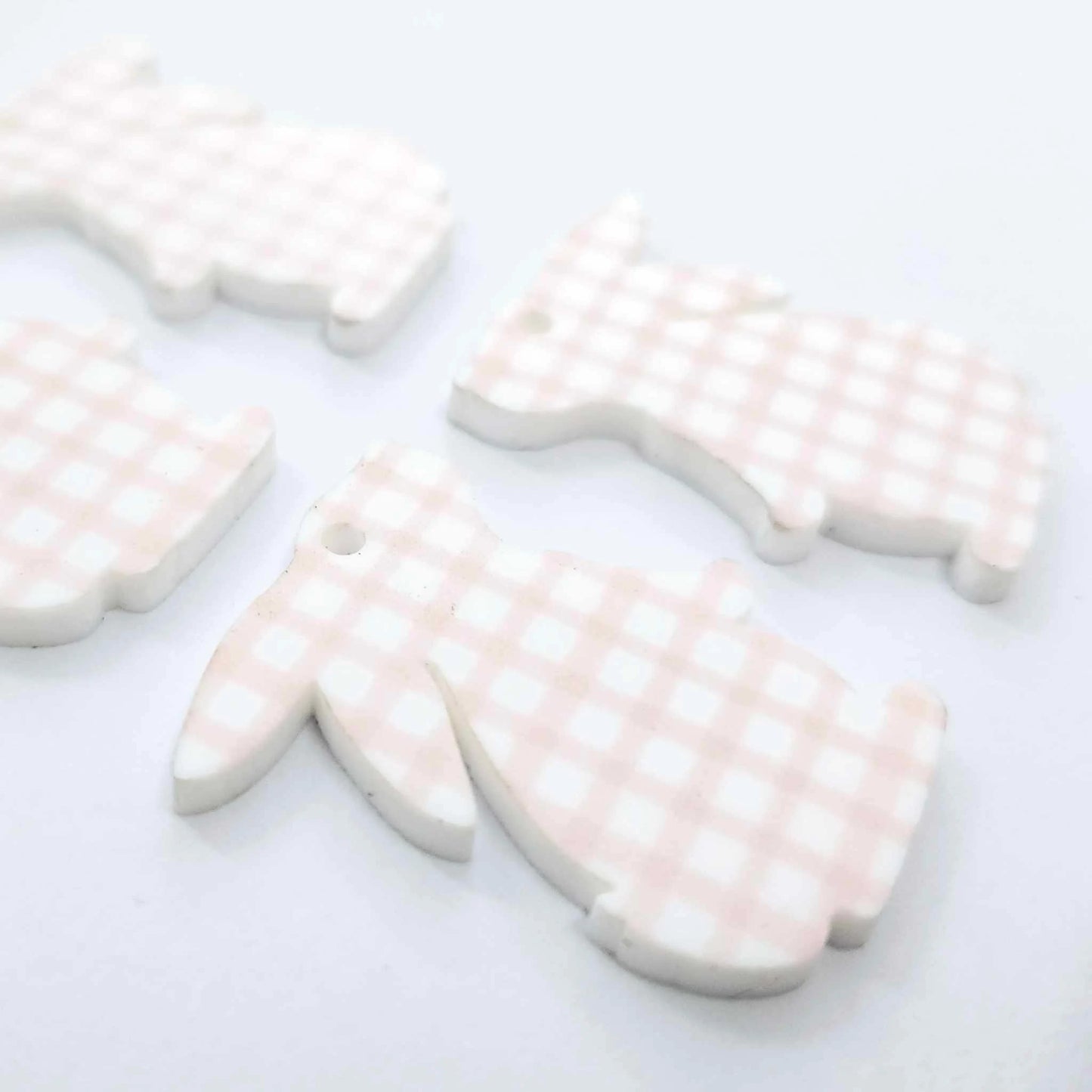 35mm PINK GINGHAM Acrylic BUNNIES