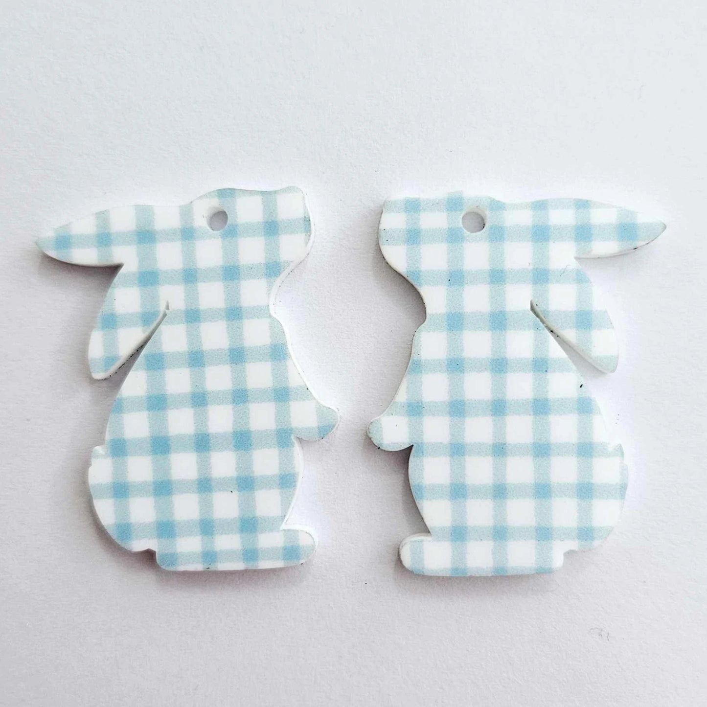 35mm BLUE GINGHAM Acrylic BUNNIES.