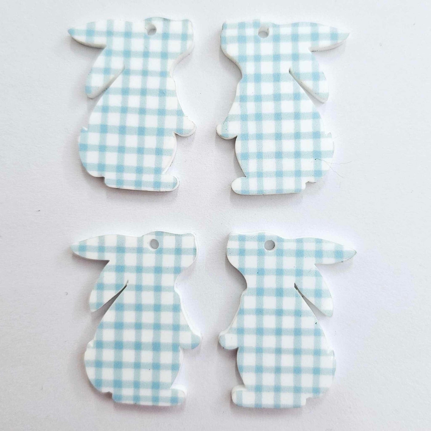 35mm BLUE GINGHAM Acrylic BUNNIES.