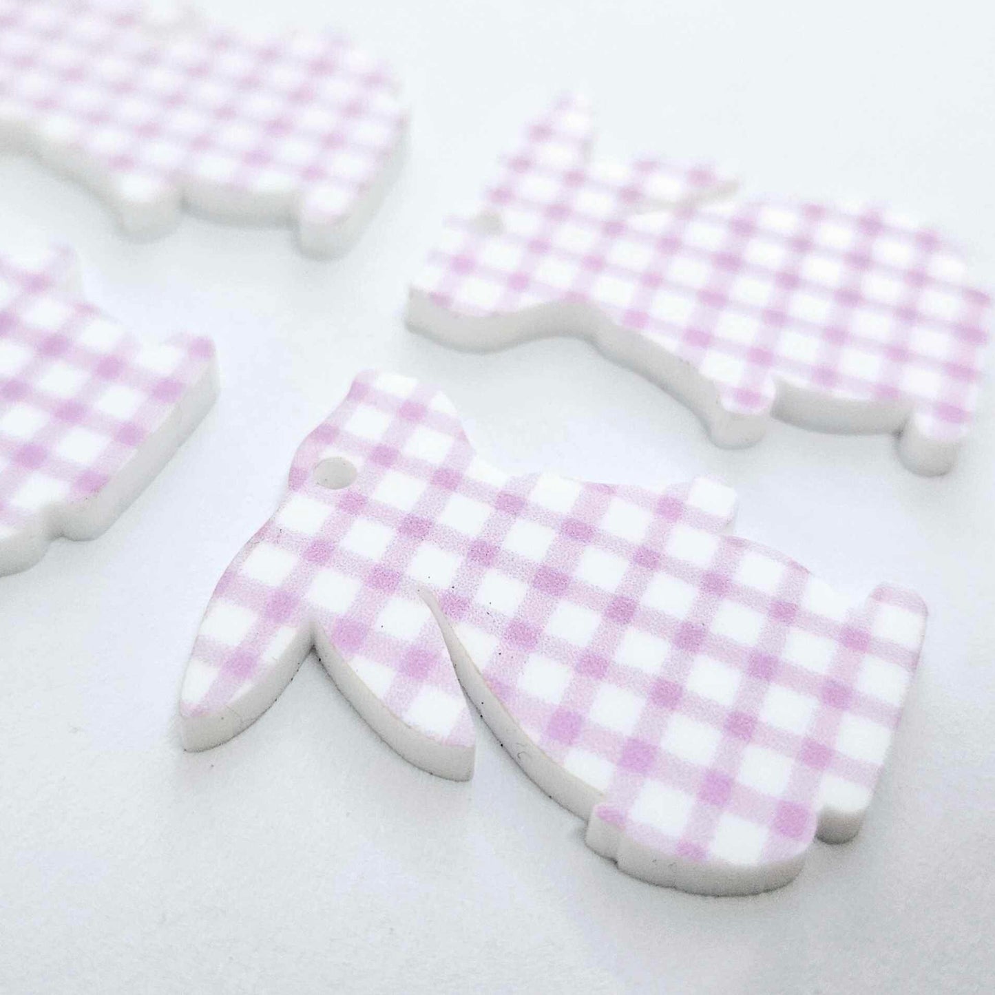 35mm PURPLE GINGHAM Acrylic BUNNIES.