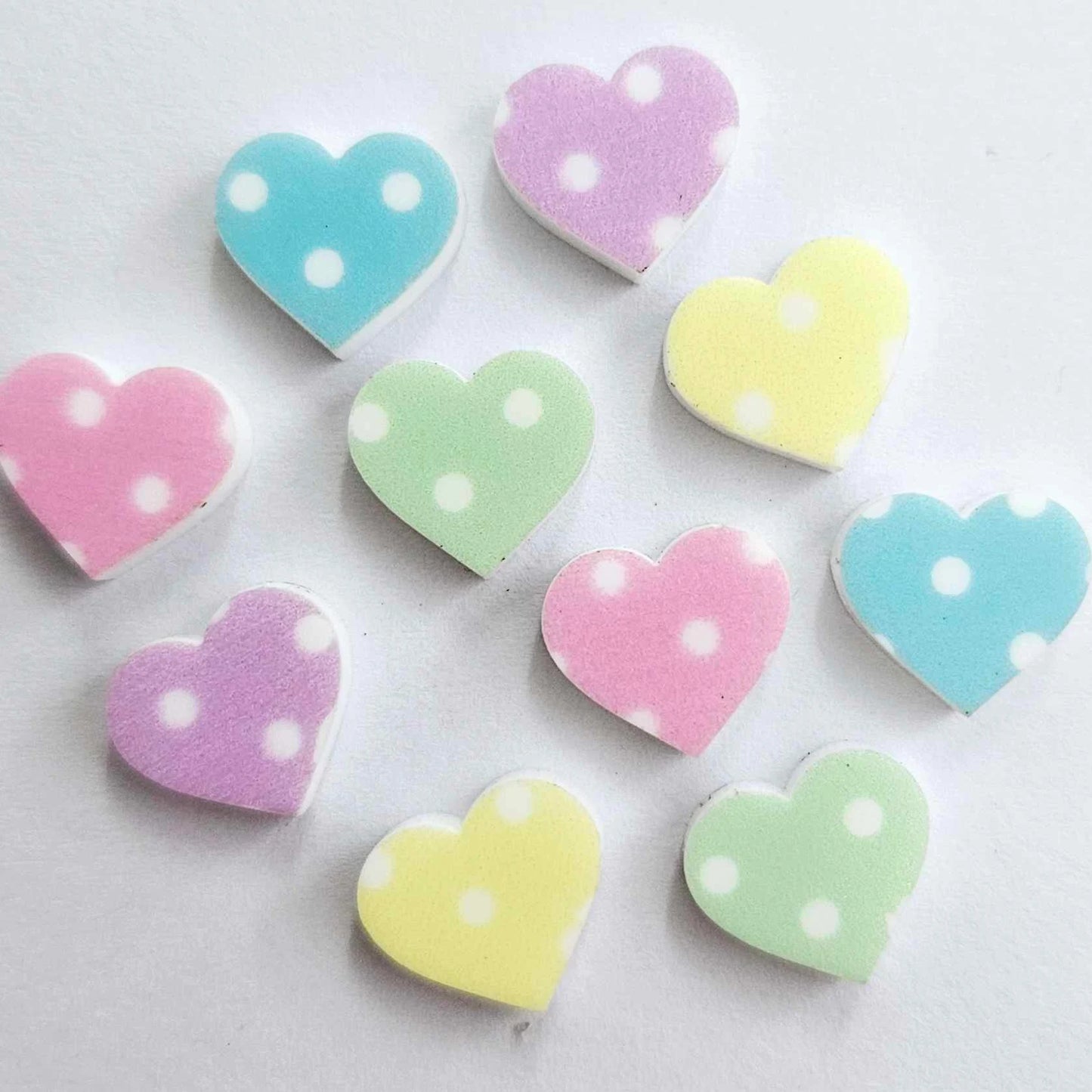 10mm POLKA DOT Acrylic HEART MIXED PACK