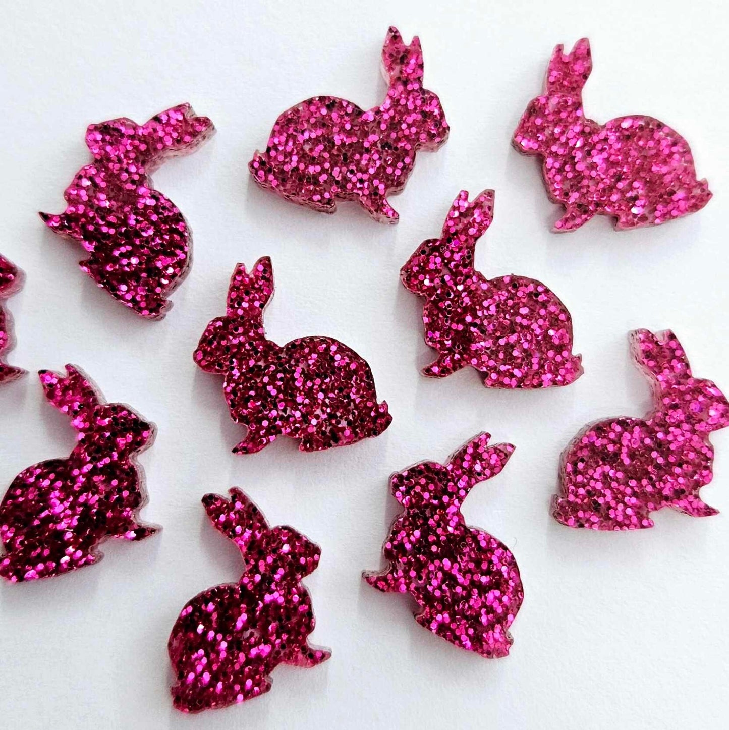 15mm HOT PINK GLITTER Acrylic BUNNIES