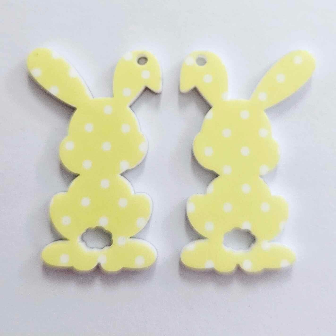 38mm YELLOW POLKA DOT Acrylic BUNNIES