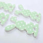 38mm GREEN POLKA DOT Acrylic BUNNIES