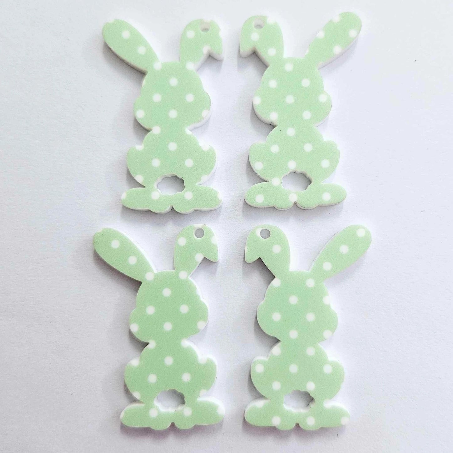 38mm GREEN POLKA DOT Acrylic BUNNIES