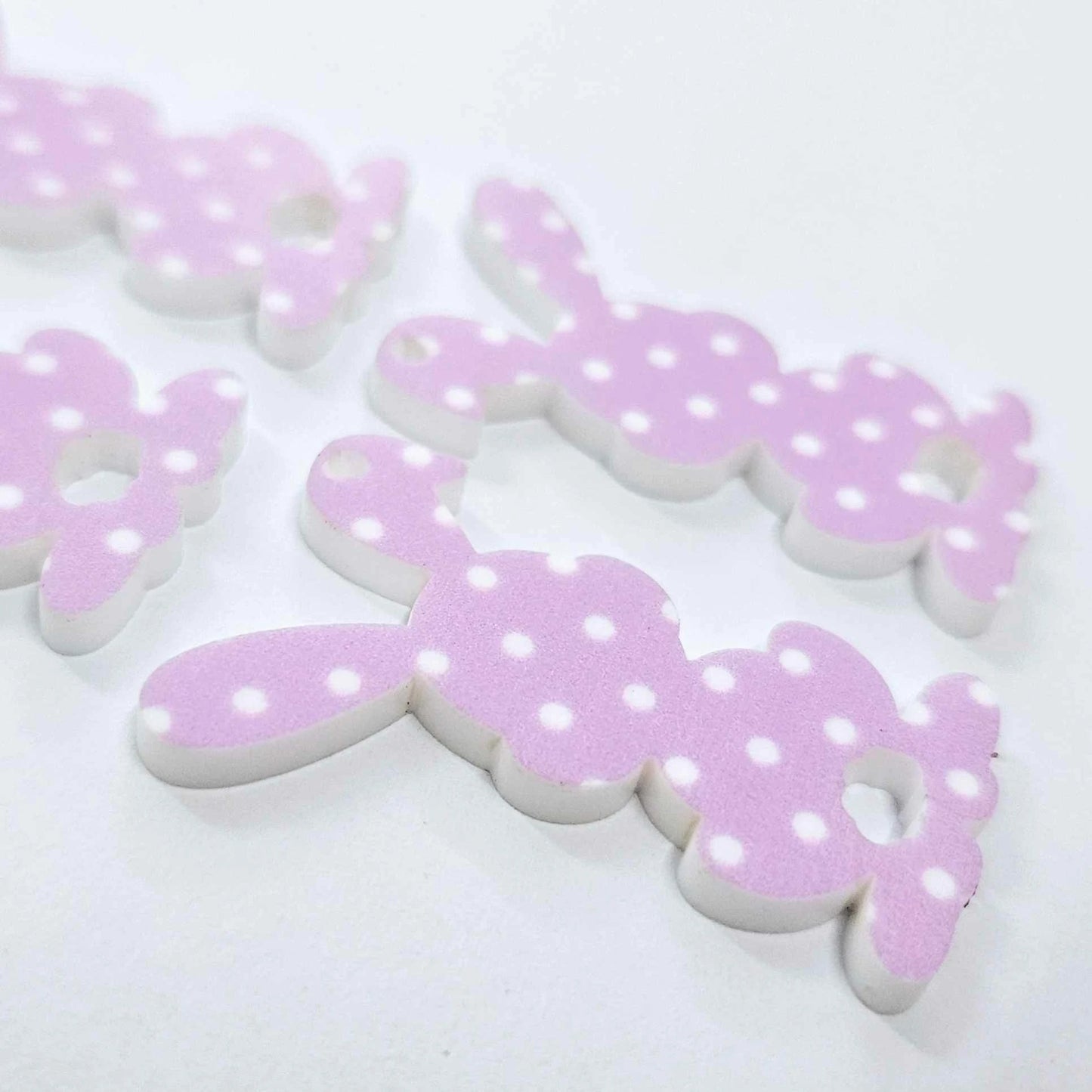 38mm PURPLE POLKA DOT Acrylic BUNNIES