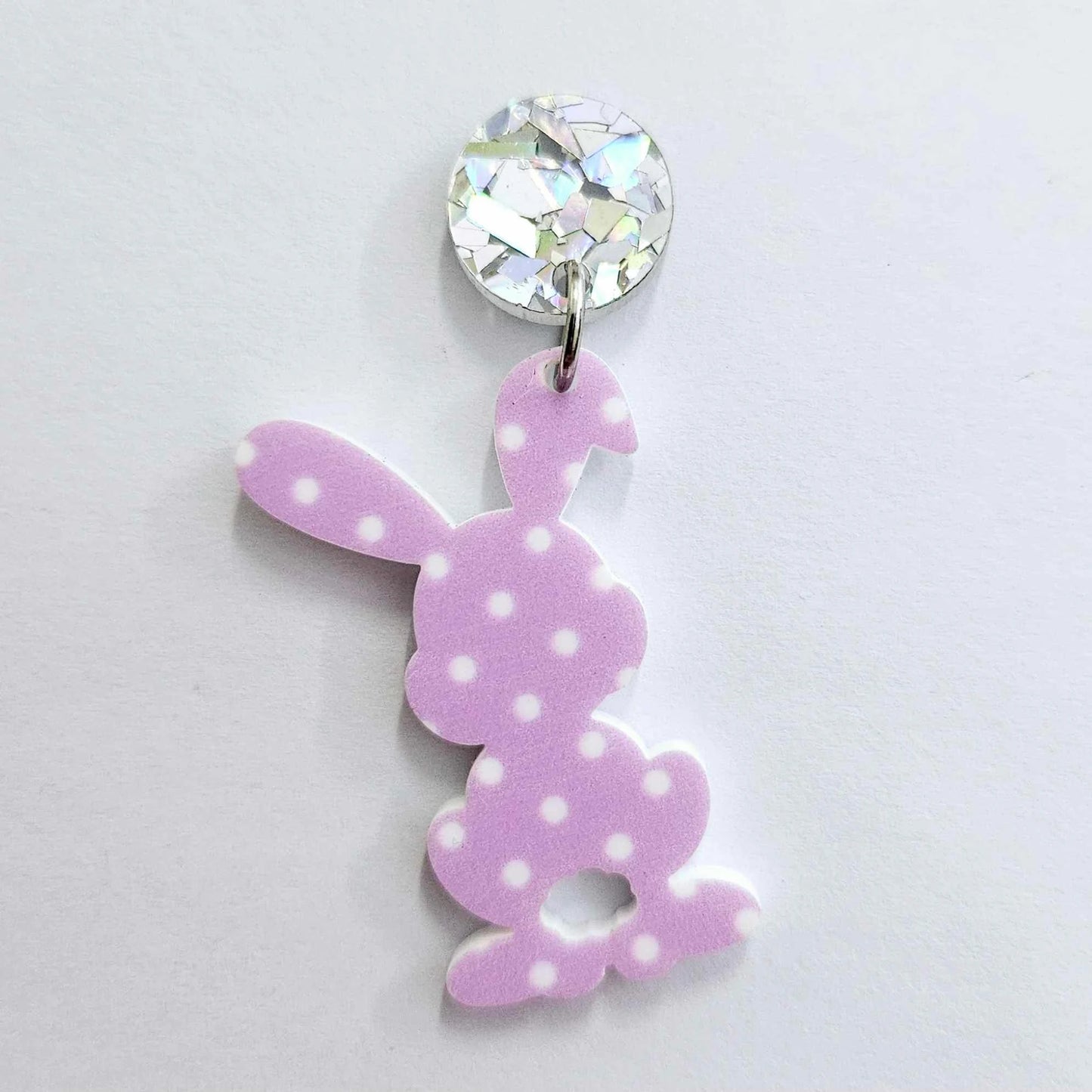 38mm PURPLE POLKA DOT Acrylic BUNNIES