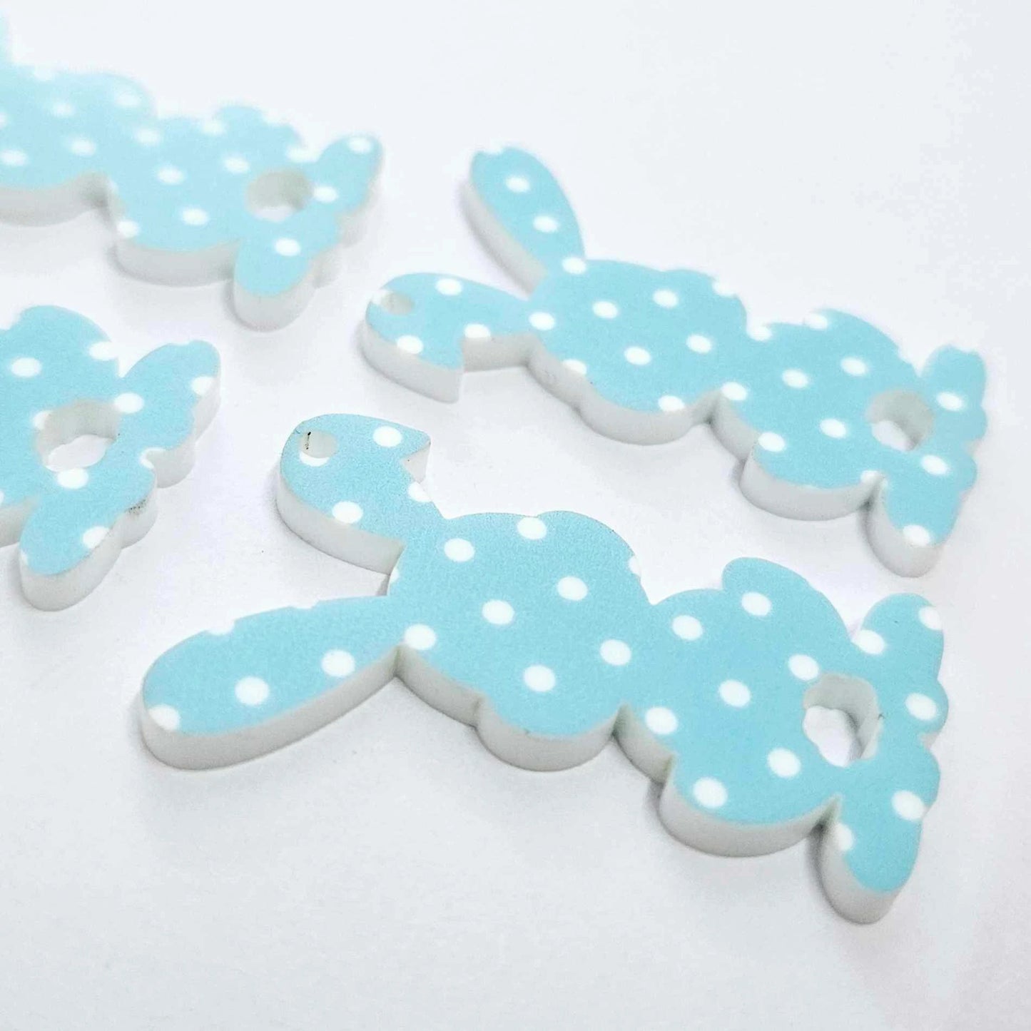 38mm BLUE POLKA DOT Acrylic BUNNIES