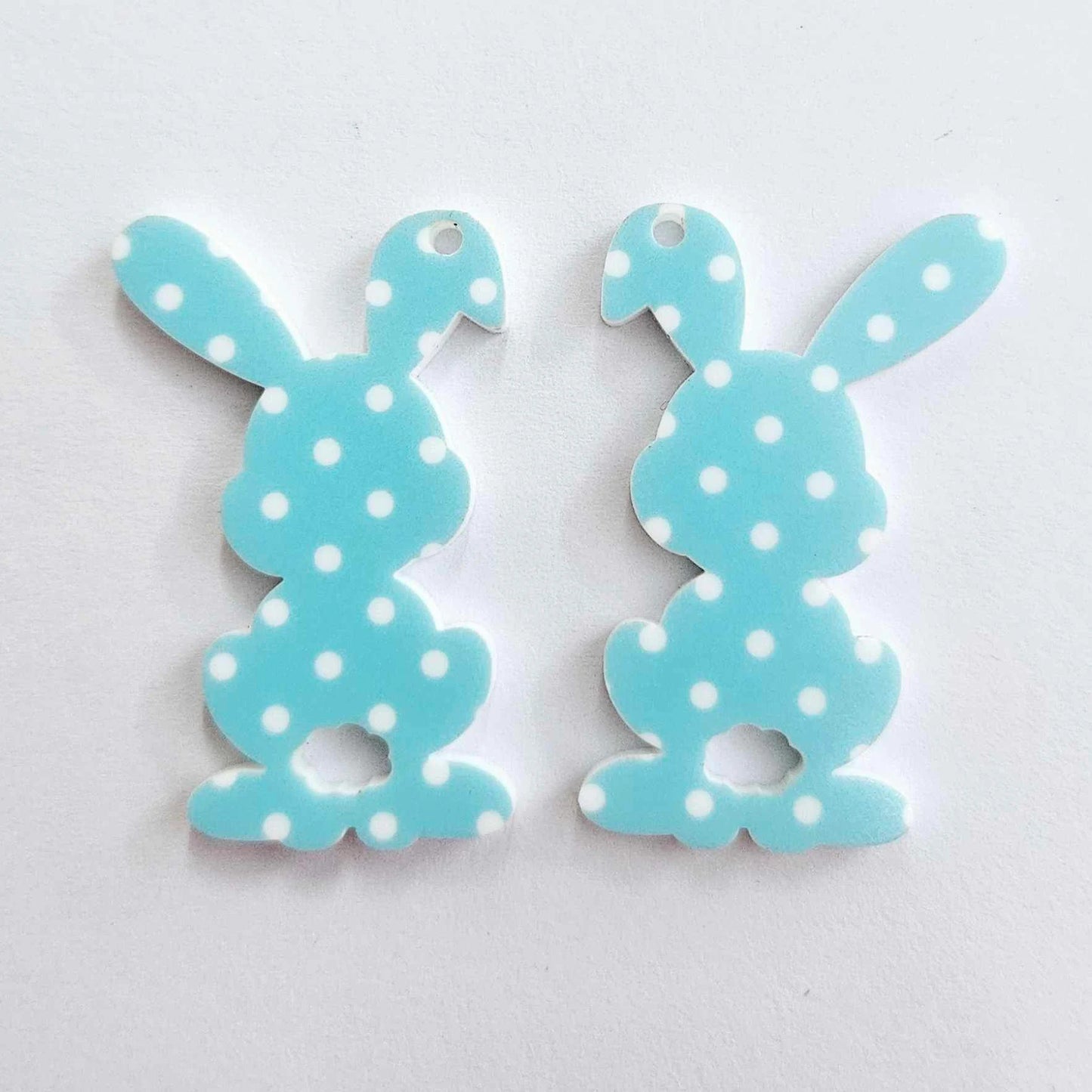 38mm BLUE POLKA DOT Acrylic BUNNIES