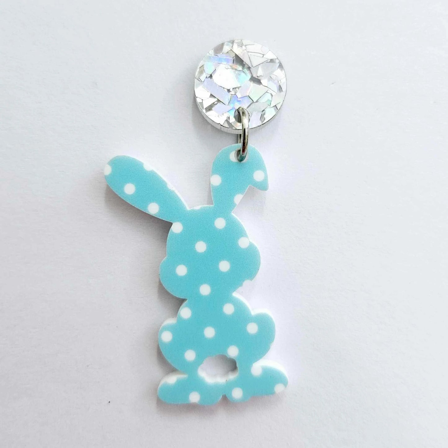 38mm BLUE POLKA DOT Acrylic BUNNIES