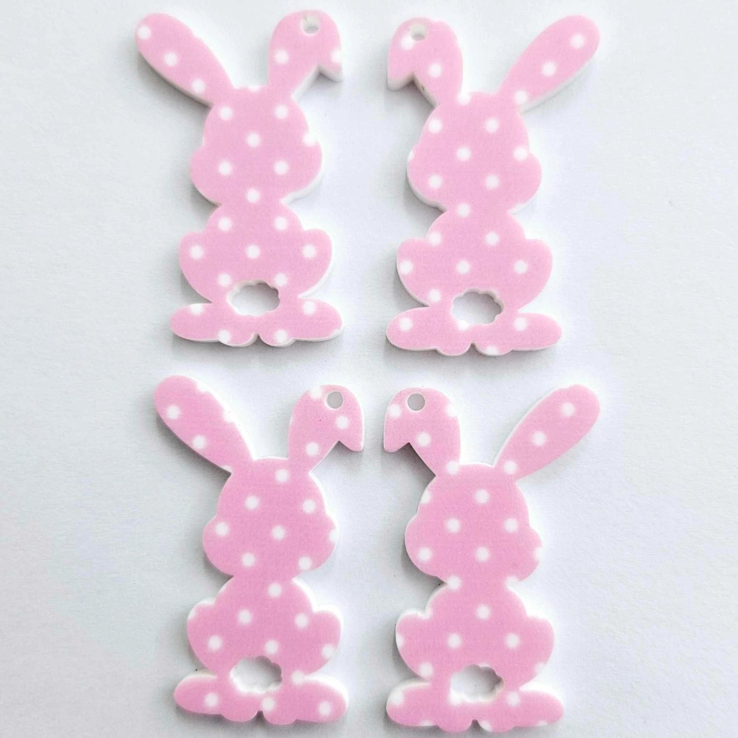 38mm PINK POLKA DOT Acrylic BUNNIES