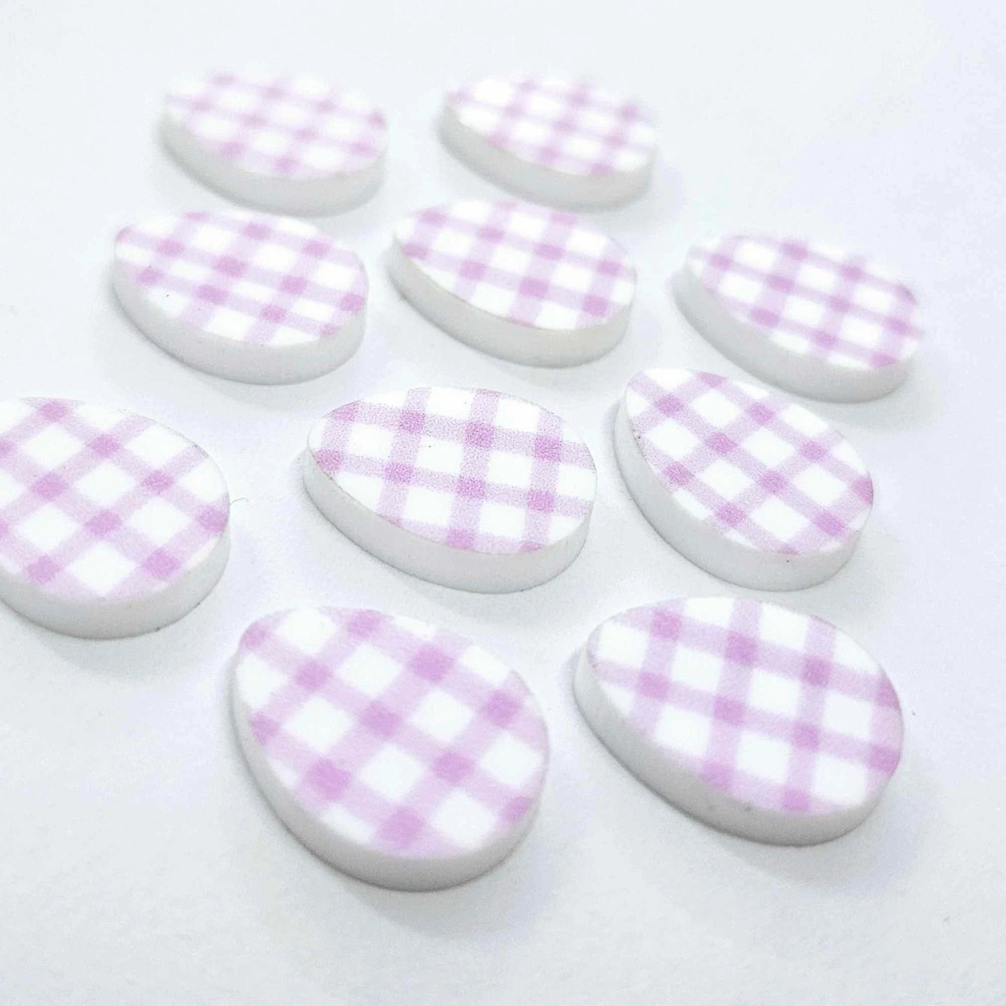 16mm PURPLE GINGHAM Acrylic EGGS