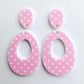 40mm PINK POLKA DOT Acrylic Dangles, with toppers.