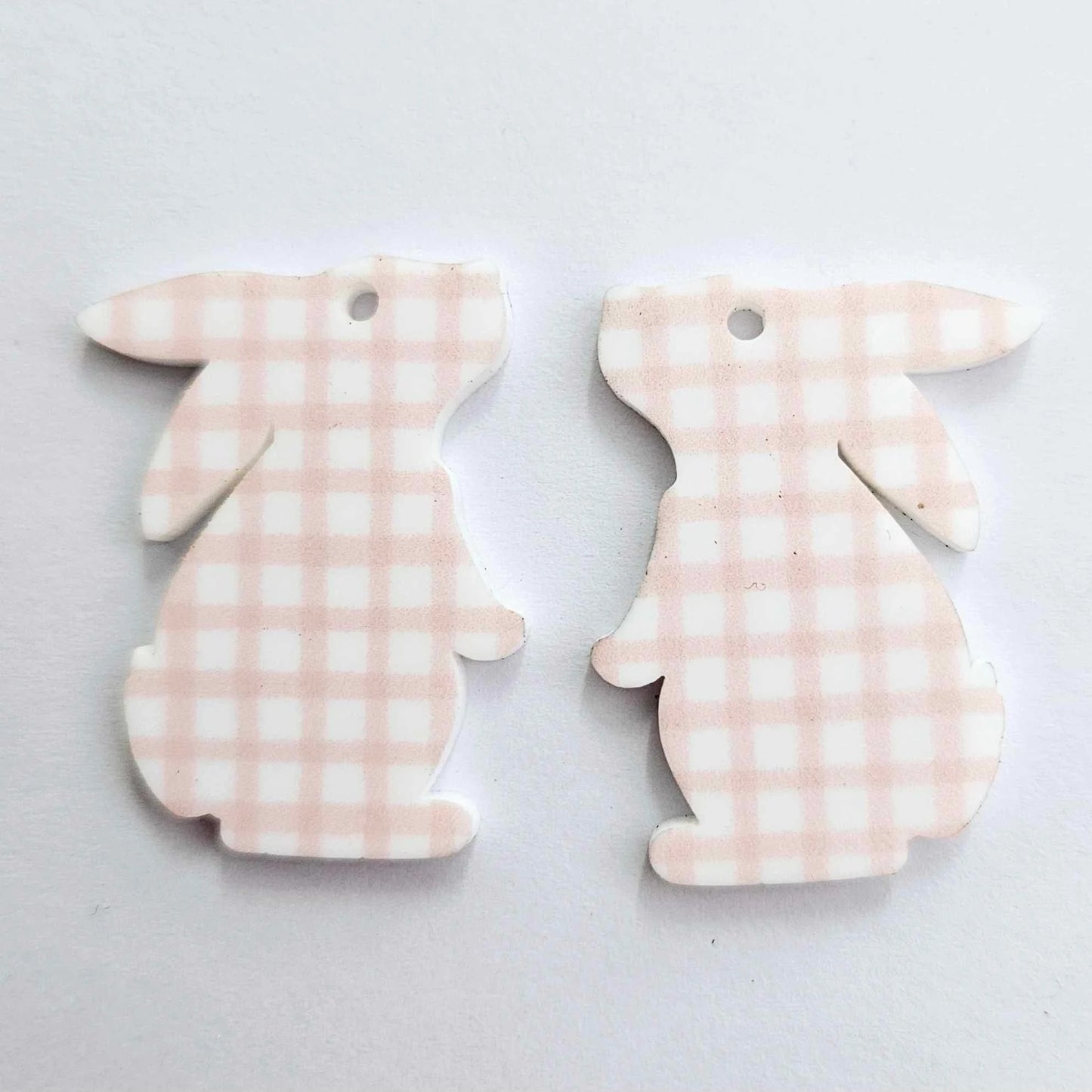 35mm PINK GINGHAM Acrylic BUNNIES