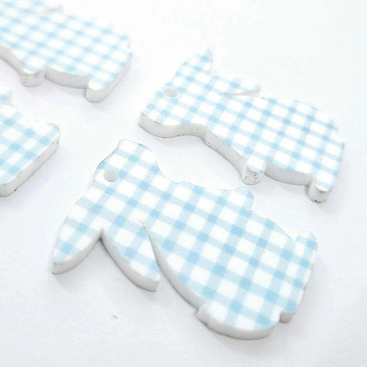 35mm BLUE GINGHAM Acrylic BUNNIES.