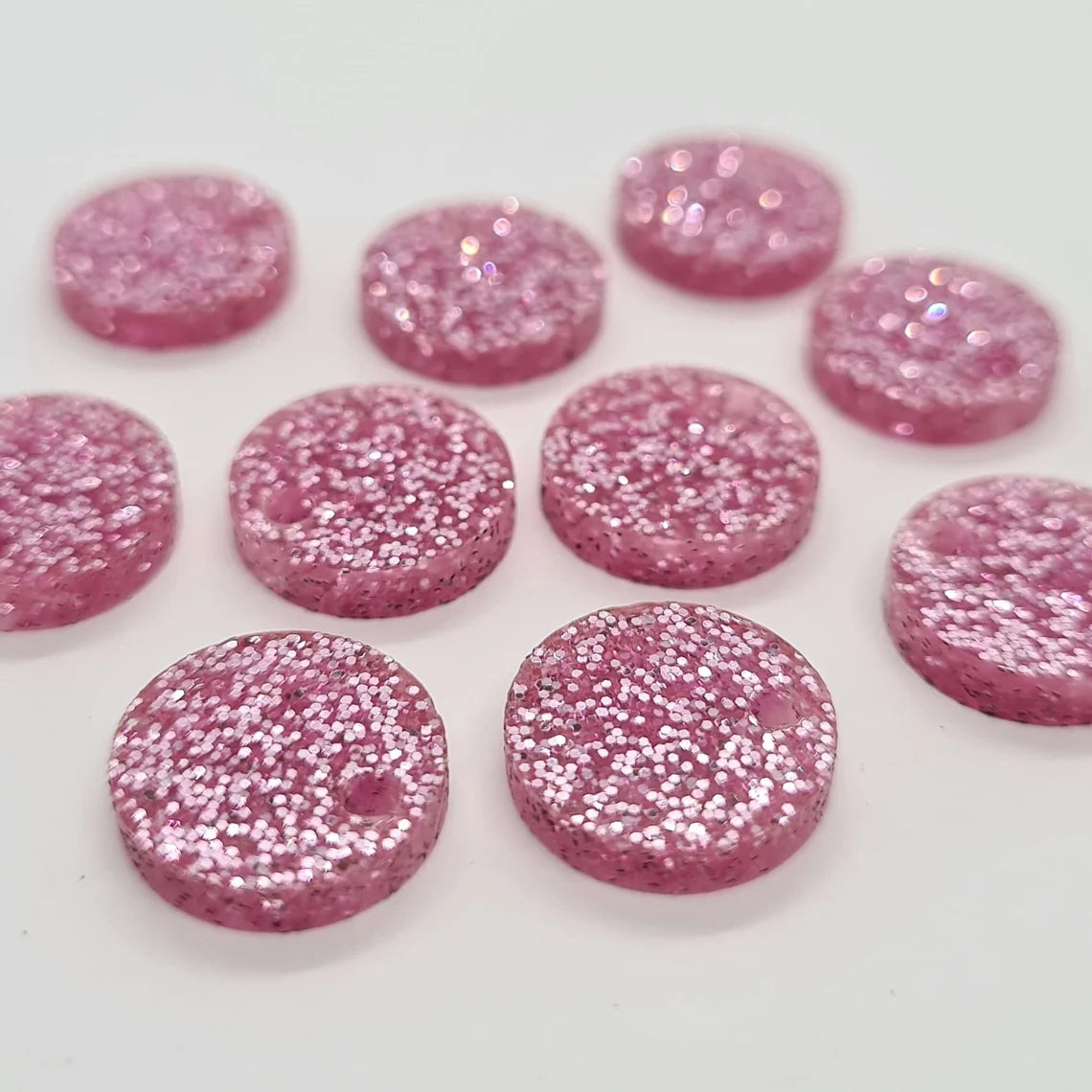 14mm PINK GLITTER Acrylic Toppers/Studs