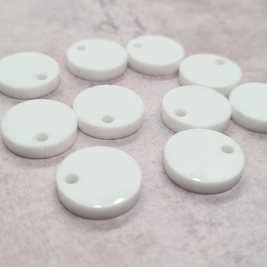 14mm GLOSSY WHITE Acrylic Toppers/Studs