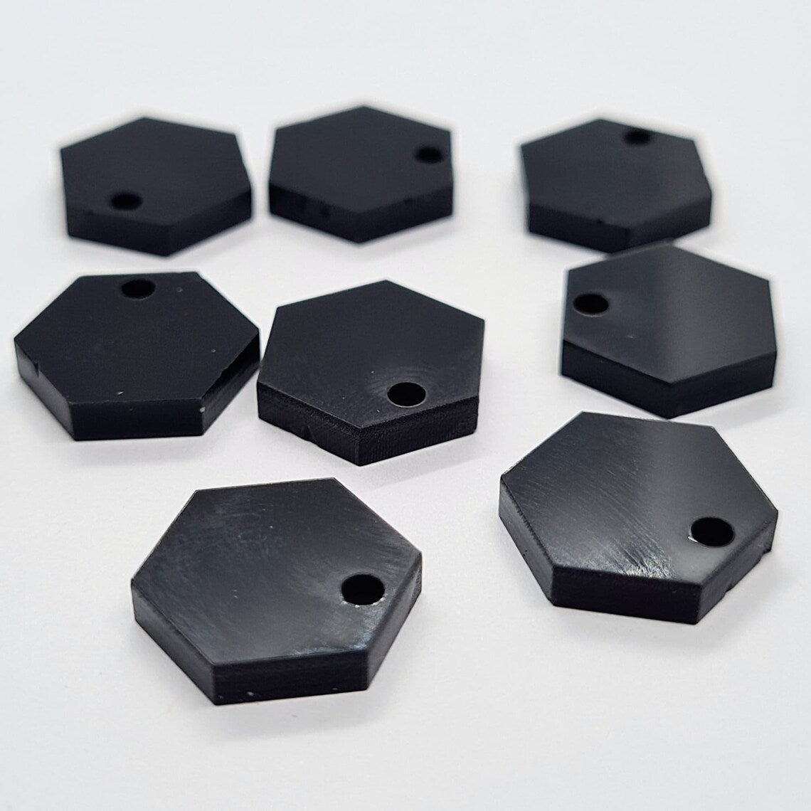 14mm GLOSSY BLACK Acrylic HEXAGONS Toppers/Studs