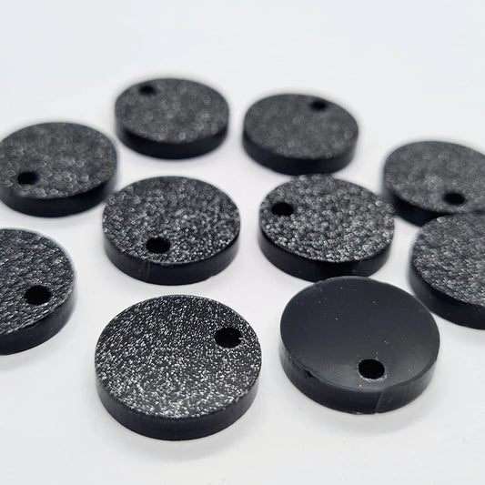 14mm BLACK GLITTER Acrylic Toppers/Studs